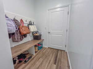 Mudroom featuring light hardwood / wood-style flooring