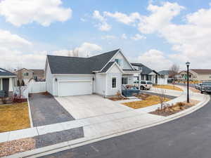 View of front of home featuring a garage