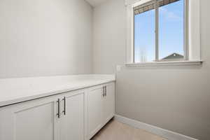 Bathroom with tile patterned floors