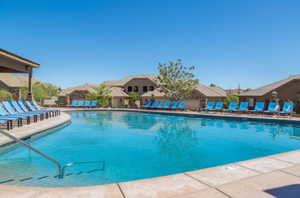 View of pool featuring a patio area