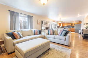 Living room featuring light wood-type flooring