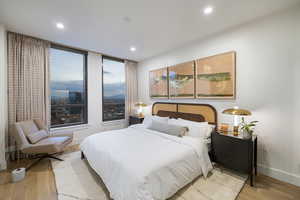 Bedroom with light wood-type flooring