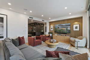 Living room featuring light hardwood / wood-style flooring