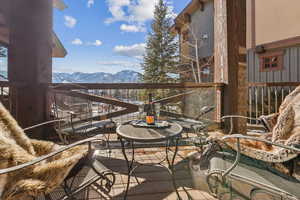 Balcony with a mountain view