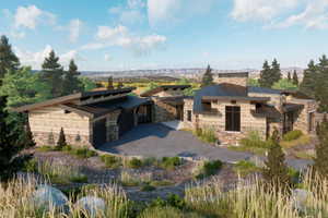 View of front of home with an outdoor structure