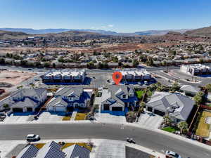 Drone / aerial view with a mountain view