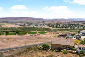 Drone / aerial view with a mountain view