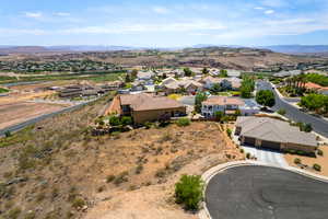 Drone / aerial view with a mountain view