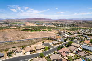 Aerial view featuring a mountain view