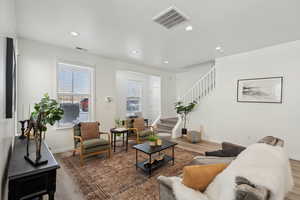 Living room featuring hardwood / wood-style flooring