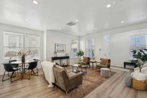 Living room featuring light wood-type flooring