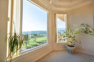 Interior space featuring a mountain view and a wealth of natural light