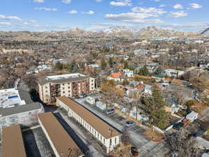 Drone / aerial view with a mountain view