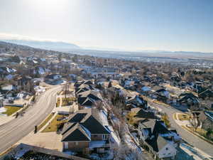 Drone / aerial view with a mountain view