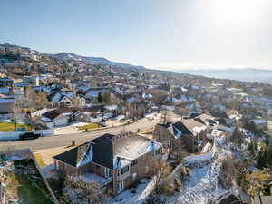 Drone / aerial view with a mountain view