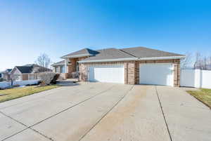 View of front of property with a garage