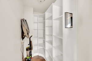 Spacious closet with hardwood / wood-style flooring