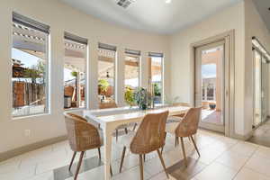 View of tiled dining area