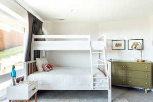 Bedroom with carpet floors