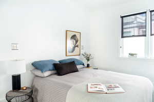 Bedroom with ornamental molding