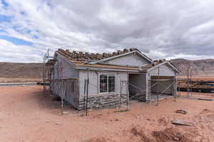 Exterior space featuring a mountain view