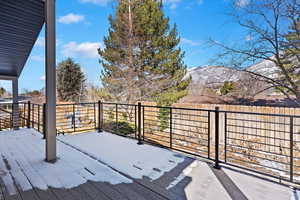 Deck featuring a mountain view