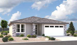 View of front of home featuring a garage