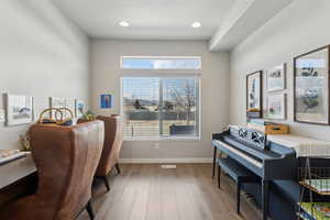 Office featuring light wood-type flooring