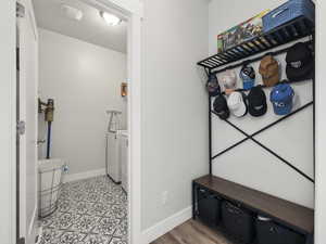 Interior space featuring separate washer and dryer