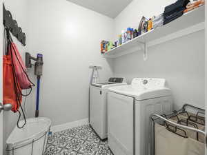 Laundry room featuring washer and clothes dryer