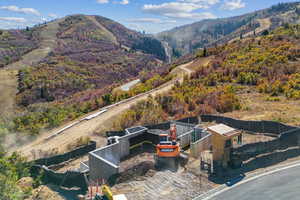 Aerial view featuring a mountain view