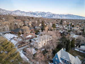 Aerial view featuring a mountain view