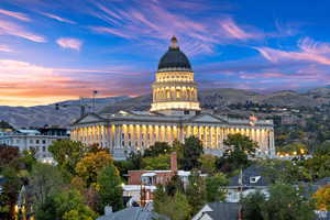 Evening view of the Utah State Capitol