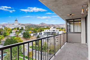 Balcony with a view of the Utah State Capitol