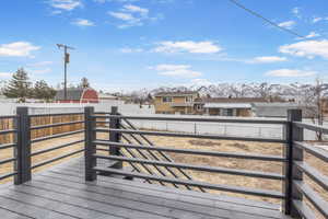 Wooden deck with a mountain view