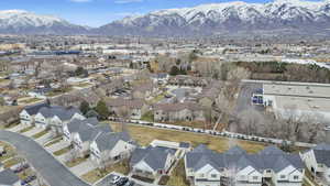 Drone / aerial view with a mountain view