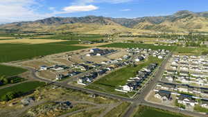 Bird's eye view with a mountain view