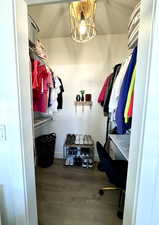 Spacious closet with hardwood / wood-style floors