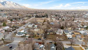 Drone / aerial view with a mountain view