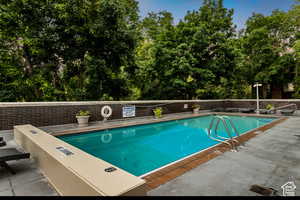 View of swimming pool featuring a patio