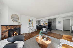 Living room featuring dark hardwood / wood-style floors