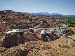 Drone / aerial view with a mountain view