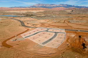 Aerial view with a water and mountain view