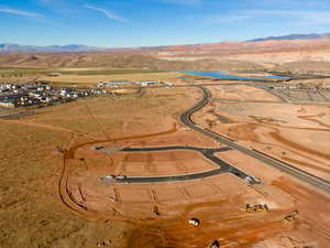 Aerial view featuring a mountain view