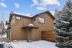 Exterior space featuring a garage