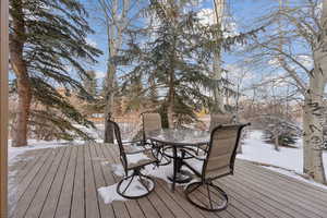 View of snow covered deck