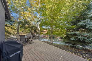 Deck featuring area for grilling