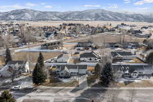 Aerial view featuring a mountain view