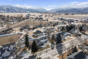 Birds eye view of property featuring a mountain view