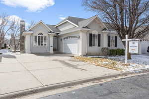 View of front of home with a garage